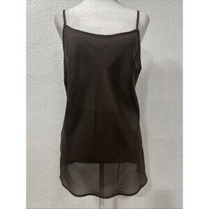 Charter Club Camisole Semi Sheer Spaghetti Strap Tank Top Womens 12 Brown